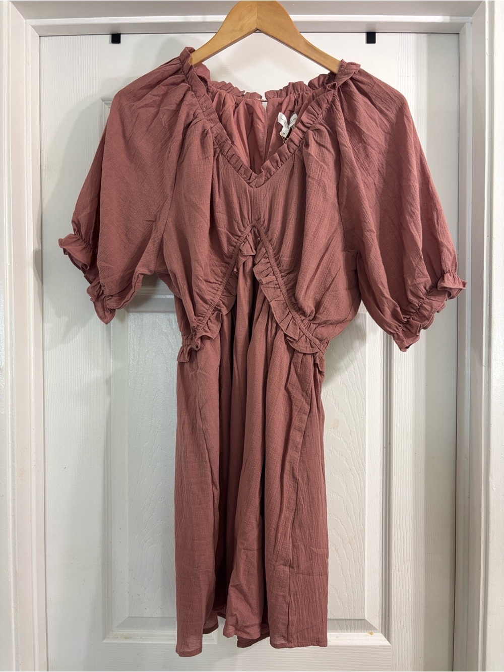 Free the Roses Dusty Rose Ruffle Front Dress